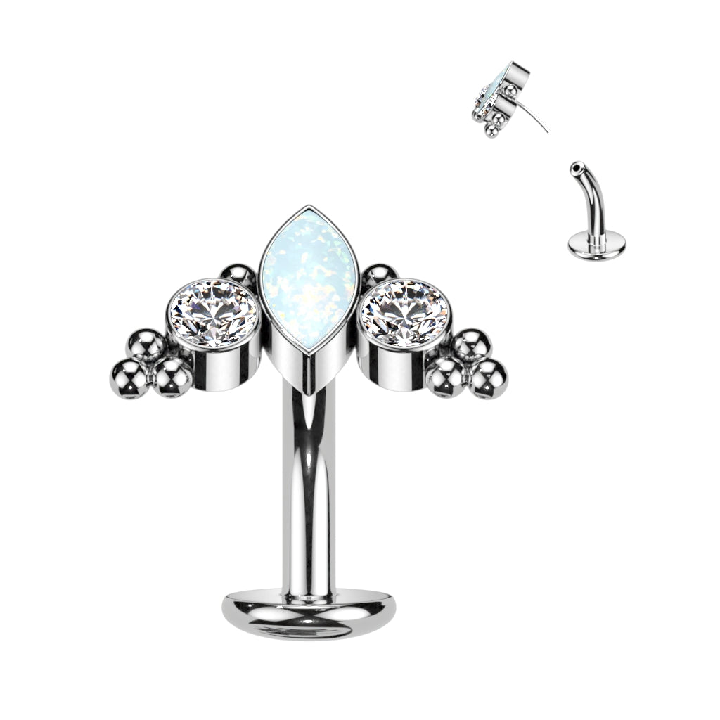 14G Titanium Threadless Floating Navel Ring 5/16"(8mm) With Ball Clusters Top